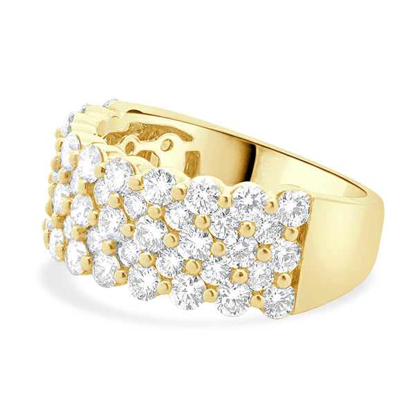 14 Karat Yellow Gold Five Row Diamond Band