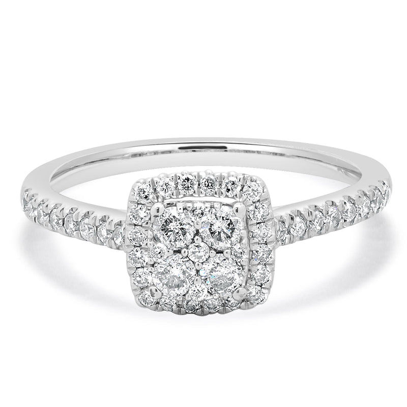 10 Karat White Gold Diamond Cluster Ring