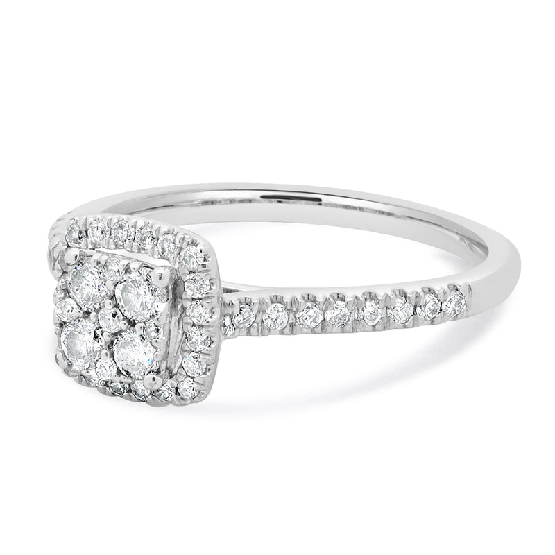 10 Karat White Gold Diamond Cluster Ring
