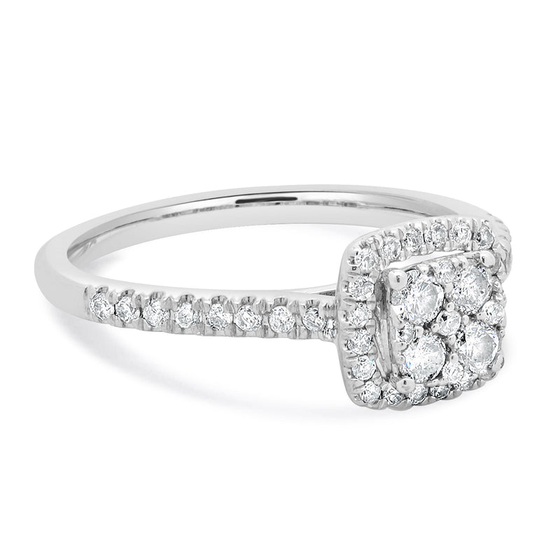 10 Karat White Gold Diamond Cluster Ring