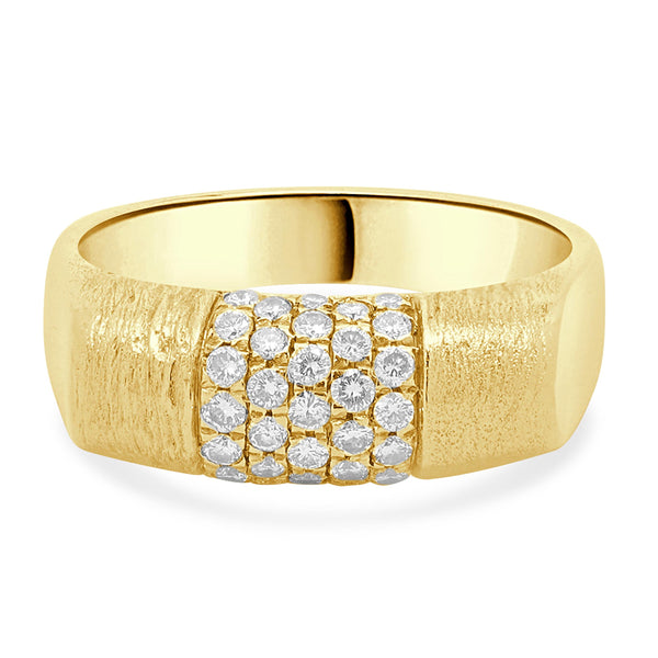 18 Karat Yellow Gold Diamond Pave Ring