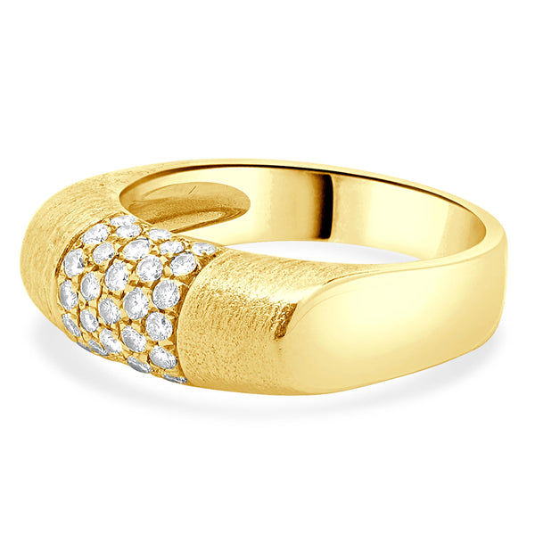 18 Karat Yellow Gold Diamond Pave Ring