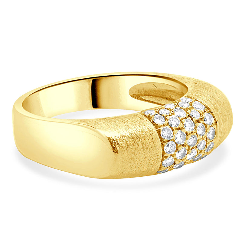 18 Karat Yellow Gold Diamond Pave Ring
