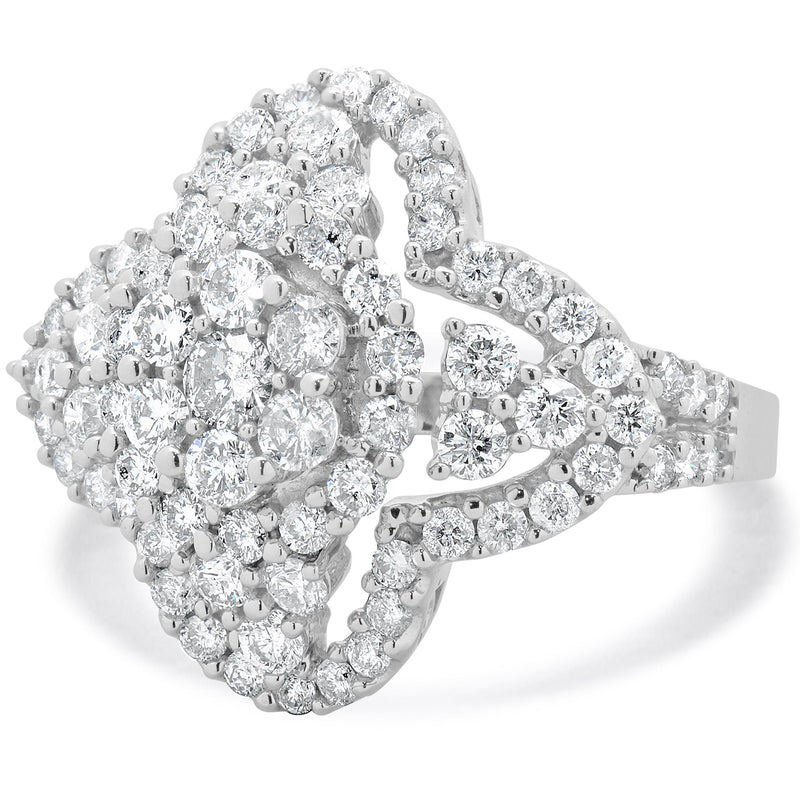 14 Karat White Gold Daisy Halo Cluster Diamond Ring