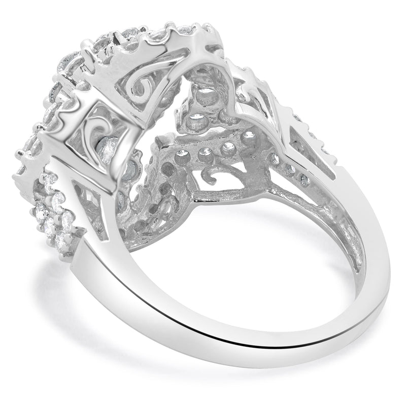 14 Karat White Gold Daisy Halo Cluster Diamond Ring