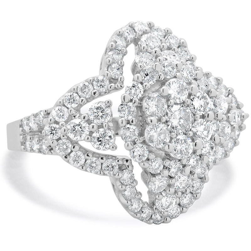 14 Karat White Gold Daisy Halo Cluster Diamond Ring