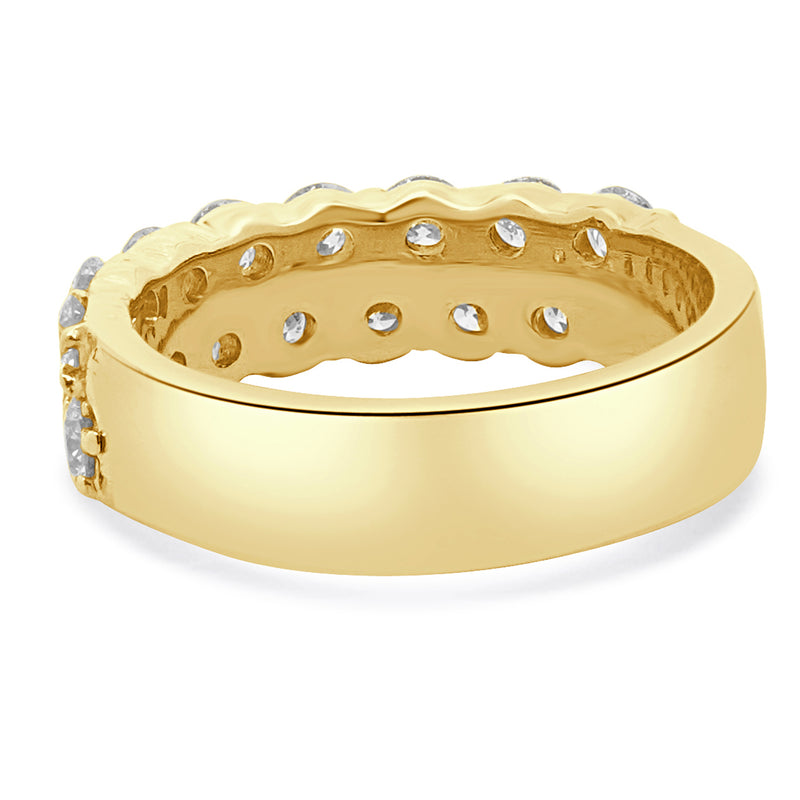 14 Karat Yellow Gold 2 Row Diamond Band