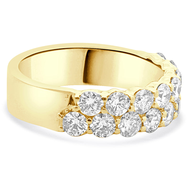 14 Karat Yellow Gold 2 Row Diamond Band