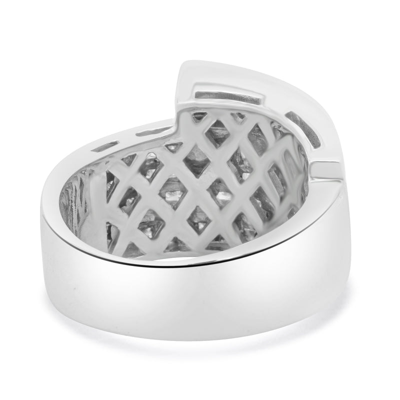 18 Karat White Gold Invisible Set Diamond Bypass Ring