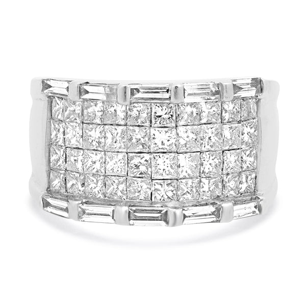 14 Karat White Gold Invisible Set Diamond Cigar Band