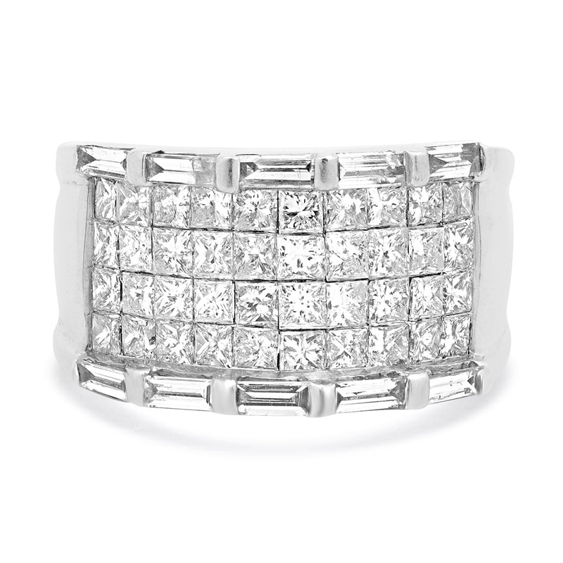 14 Karat White Gold Invisible Set Diamond Cigar Band