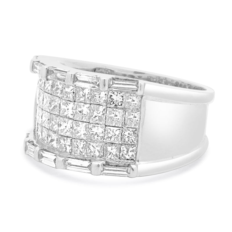 14 Karat White Gold Invisible Set Diamond Cigar Band