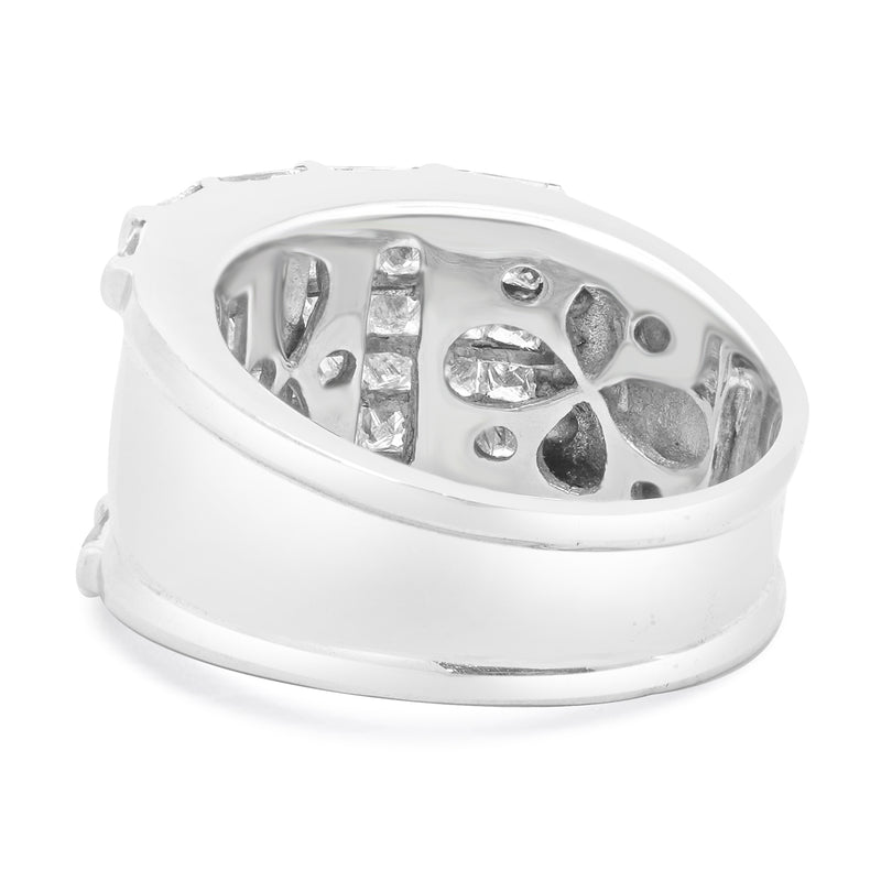 14 Karat White Gold Invisible Set Diamond Cigar Band