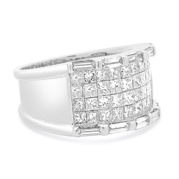 14 Karat White Gold Invisible Set Diamond Cigar Band