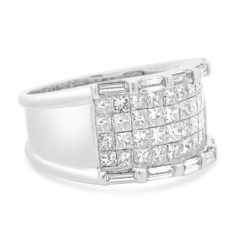 14 Karat White Gold Invisible Set Diamond Cigar Band