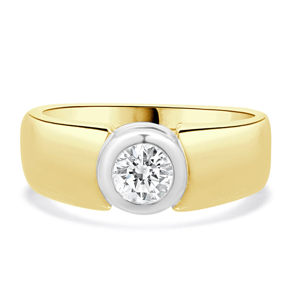 14 Karat Two-Tone Bezel Set Diamond Band