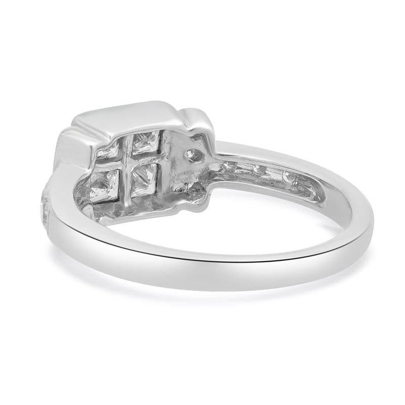14 Karat White Gold Invisible Set Princess Cut Diamond Ring