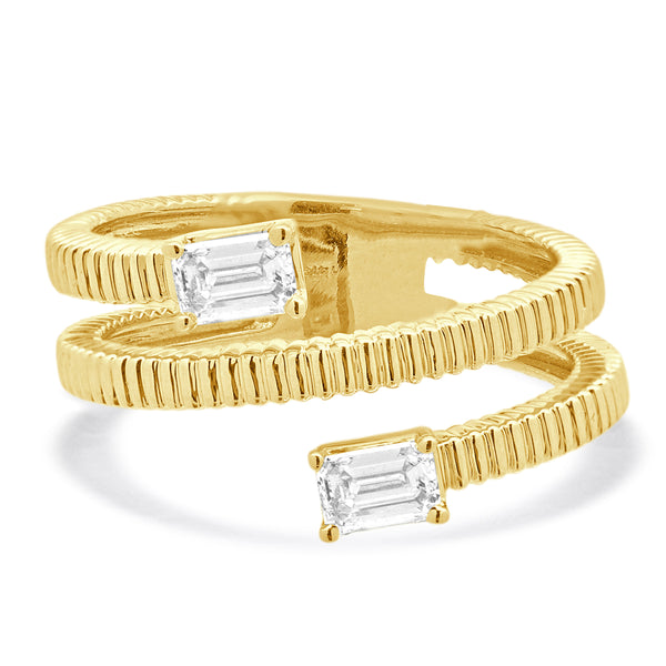 14 Karat Yellow Gold Diamond Bypass Ring
