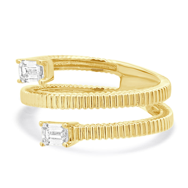 14 Karat Yellow Gold Diamond Bypass Ring