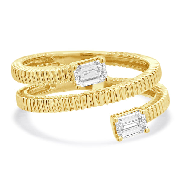 14 Karat Yellow Gold Diamond Bypass Ring