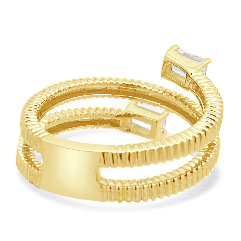 14 Karat Yellow Gold Diamond Bypass Ring