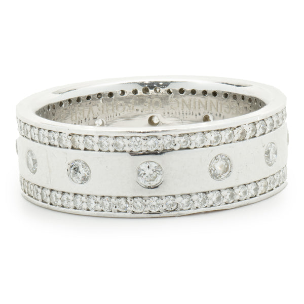 Platinum 8MM Three Row Diamond Band