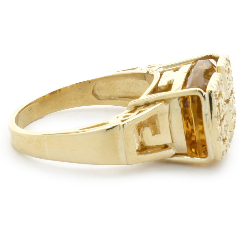 18 Karat Yellow Gold Diamond Double G Signet Ring