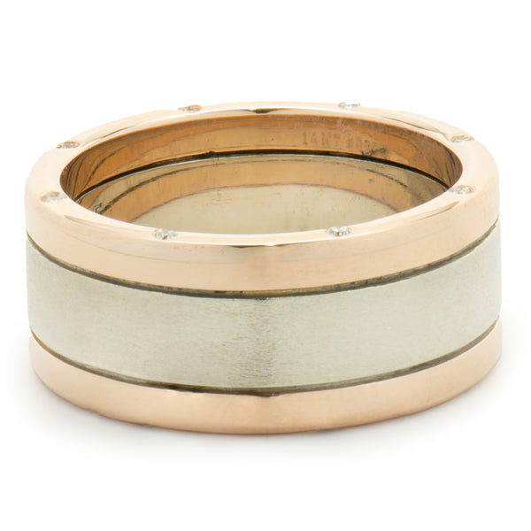 14 Karat White & Rose Gold Diamond Station Band