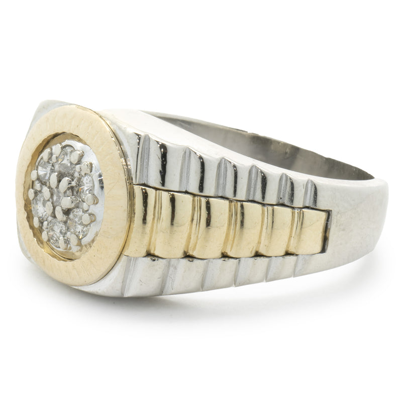 14 Karat White & Yellow Gold Pave Diamond Style Ring