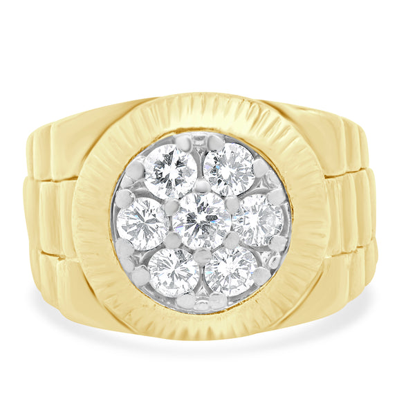 18 Karat Yellow Gold Diamond Cluster Ring
