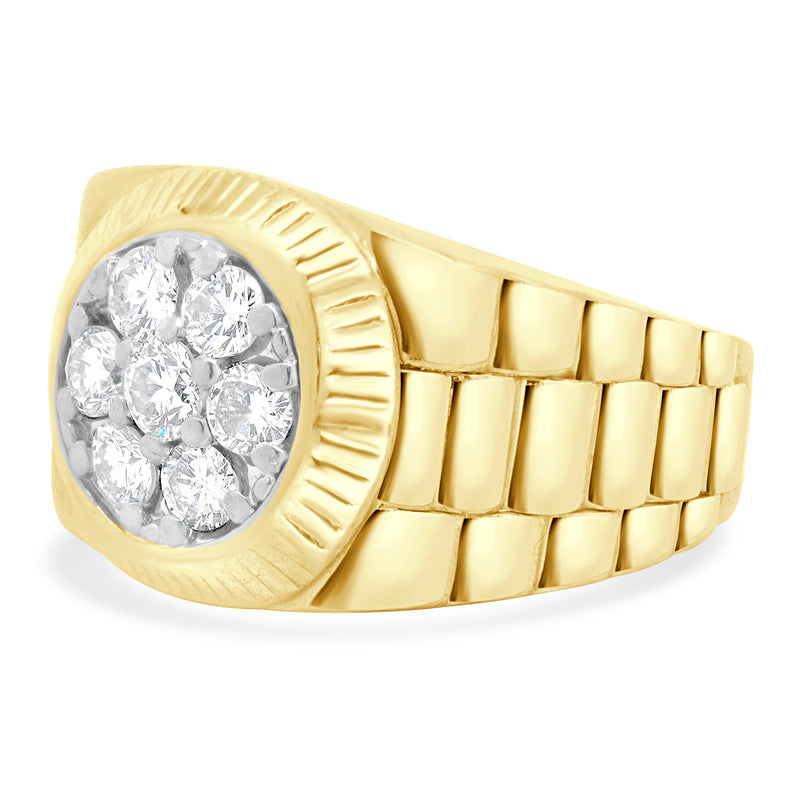 18 Karat Yellow Gold Diamond Cluster Ring