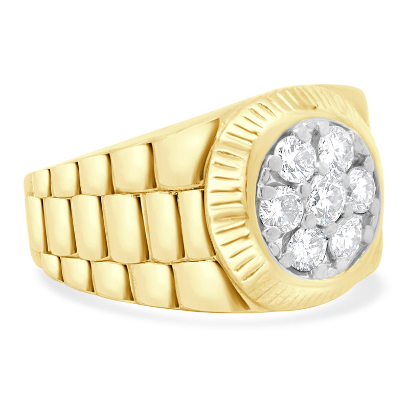 18 Karat Yellow Gold Diamond Cluster Ring