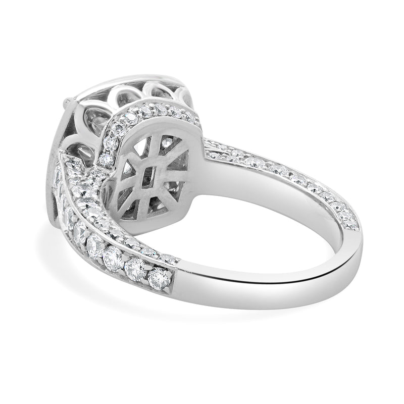 18 Karat White Gold Diamond Semi Mount with CZ Center