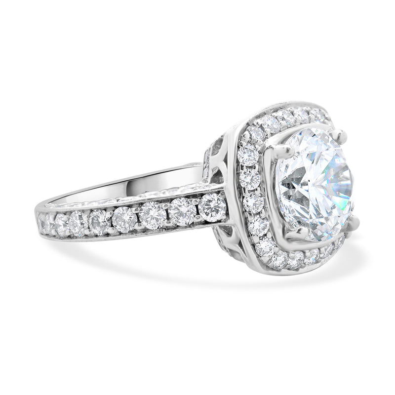 18 Karat White Gold Diamond Semi Mount with CZ Center