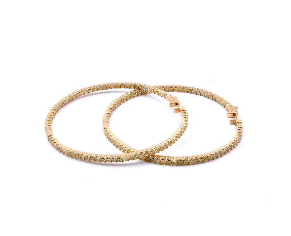 18 Karat Yellow Gold Fancy Yellow Diamond Hoop Earrings