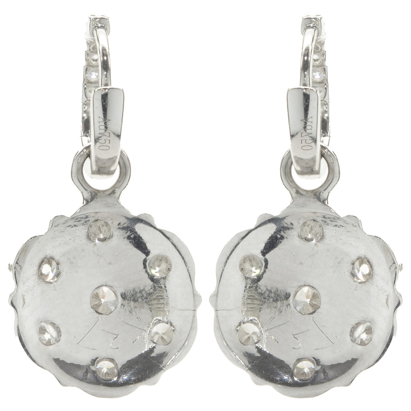 14 Karat White Gold Vintage Diamond Cluster Drop Earrings