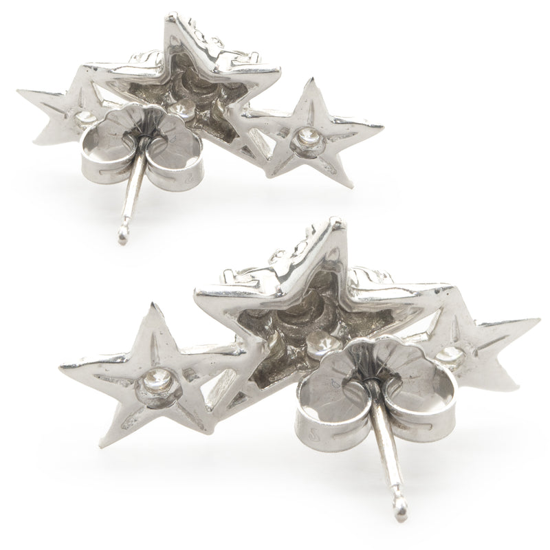 14 Karat White Gold Diamond Star Drop Earrings