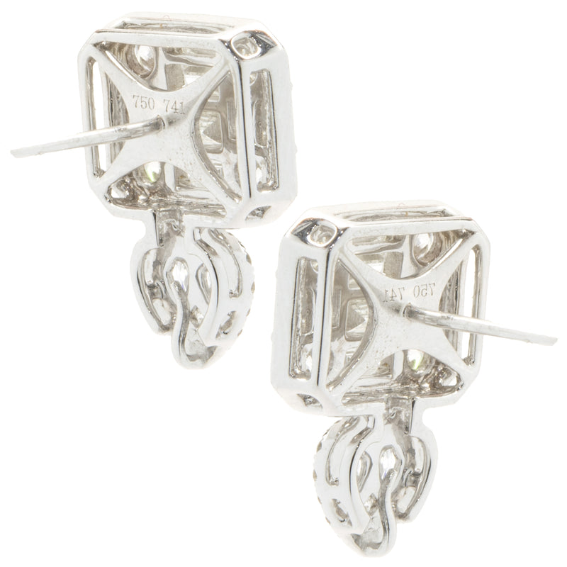 18 Karat White Gold Mosaic Set Diamond Fashion Earrings