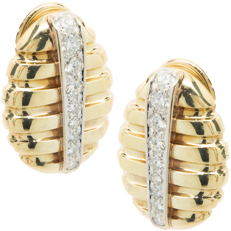18 Karat Yellow Gold Diamond Bee Hive Earrings