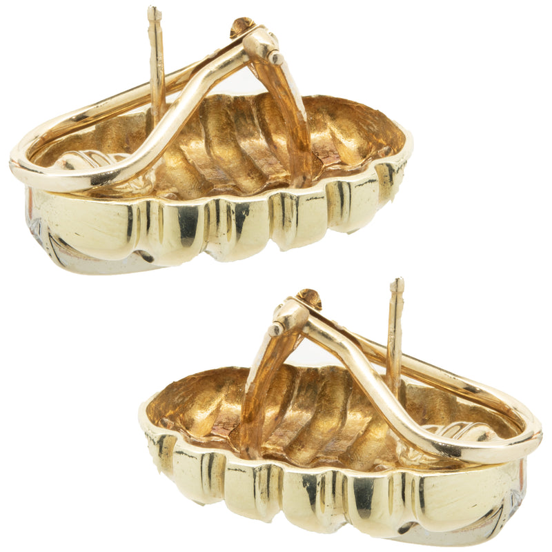 18 Karat Yellow Gold Diamond Bee Hive Earrings