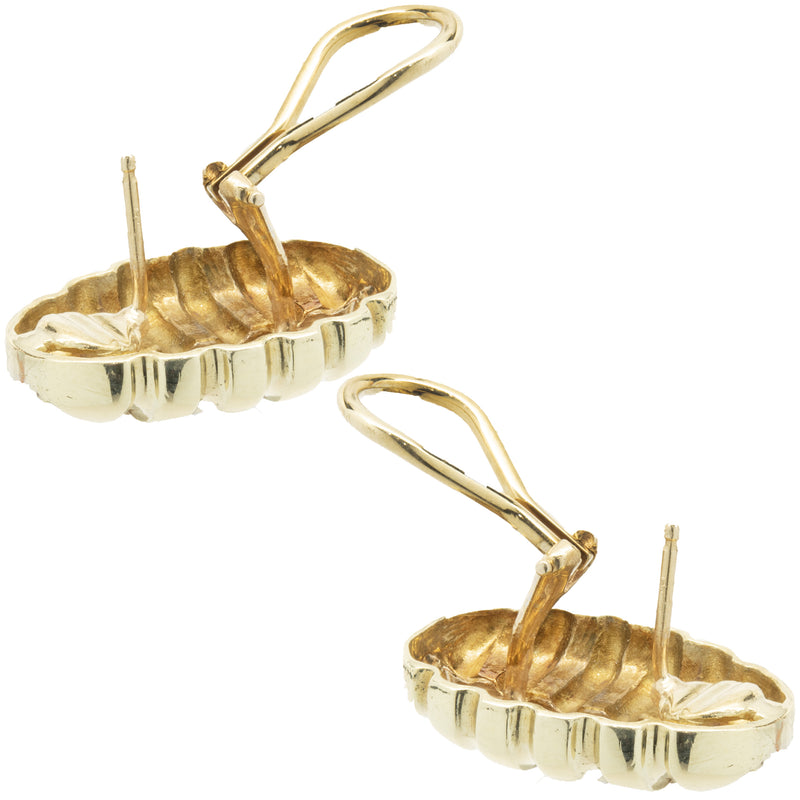18 Karat Yellow Gold Diamond Bee Hive Earrings