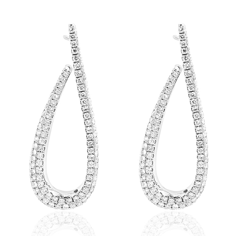 18 Karat White Gold Pave Diamond Loop Through Drop Earrings