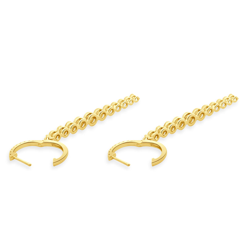 18 Karat Yellow Gold Graduated Diamond Inline Drop Earrings