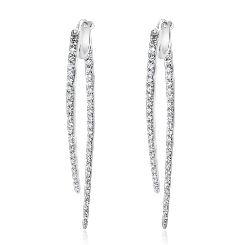 14 Karat White Gold Diamond Front and Back Spear Drop Earrings