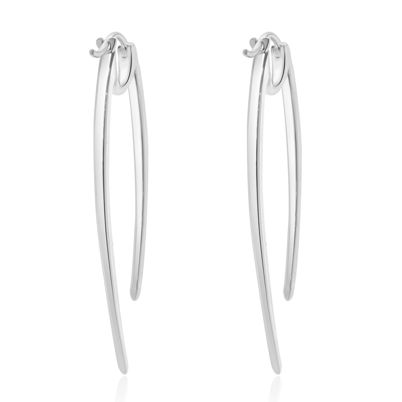 14 Karat White Gold Diamond Front and Back Spear Drop Earrings