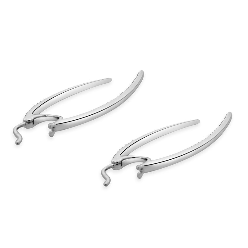 14 Karat White Gold Diamond Front and Back Spear Drop Earrings