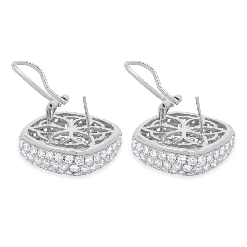 18 Karat White Gold Pave Diamond Button Earrings