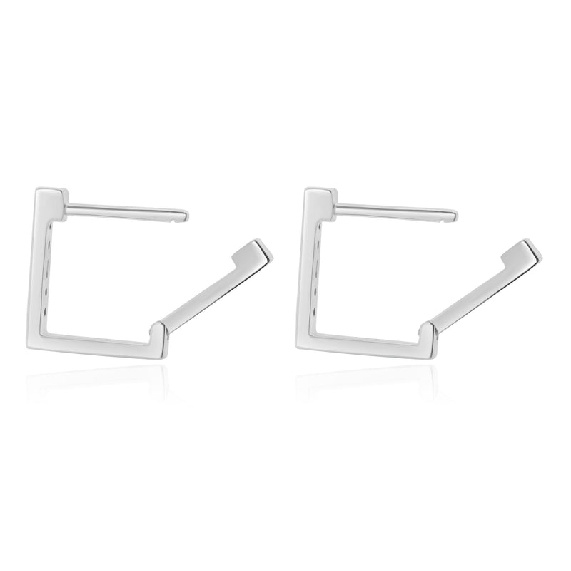14 Karat White Gold Diamond Square Hoop Earrings