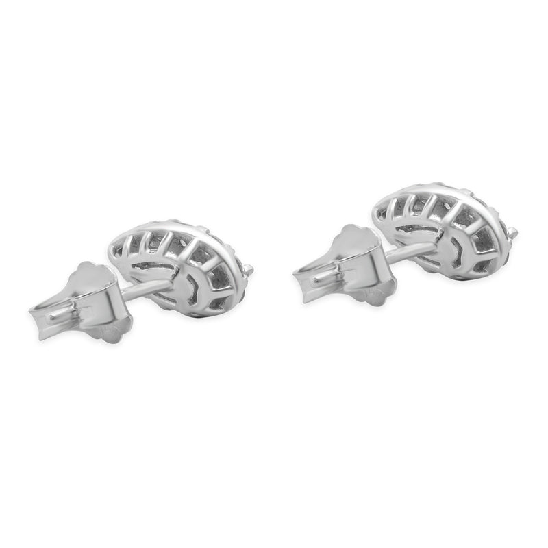 10 Karat White Gold Pear Shape Diamond Cluster Earrings