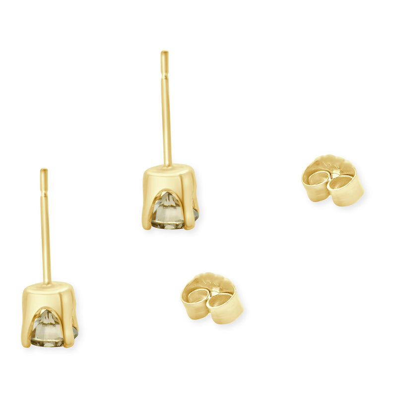 14 Karat Yellow Gold Round Brilliant Cut Diamond Stud Earrings